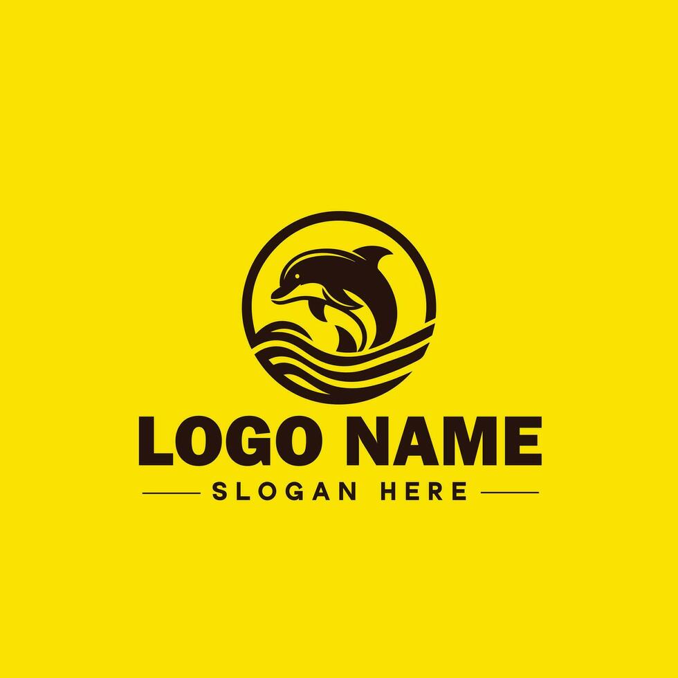 golfinho logotipo e ícone símbolo limpar \ limpo plano moderno minimalista logotipo Projeto editável vetor