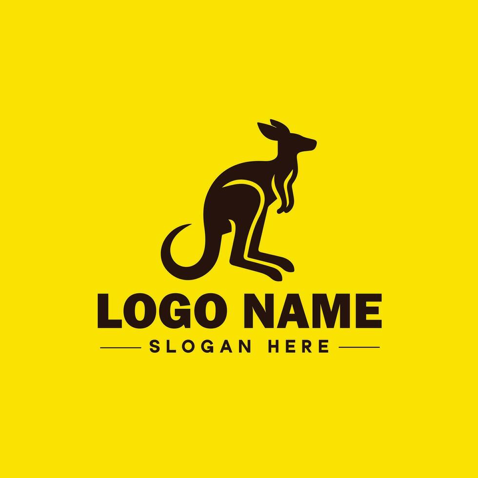 canguru logotipo e ícone símbolo limpar \ limpo plano moderno minimalista logotipo Projeto editável vetor