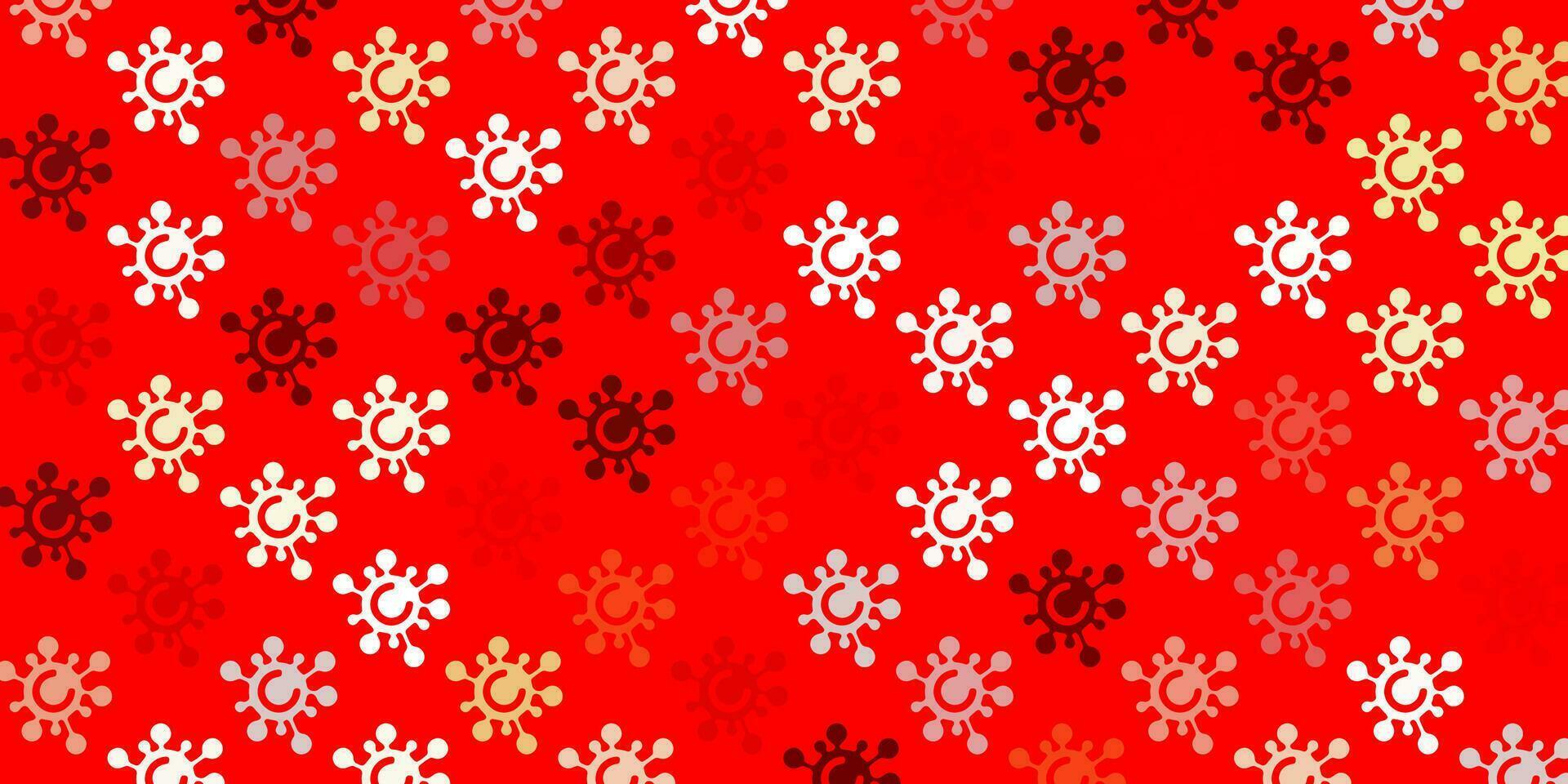 pano de fundo vector vermelho claro com símbolos de vírus.