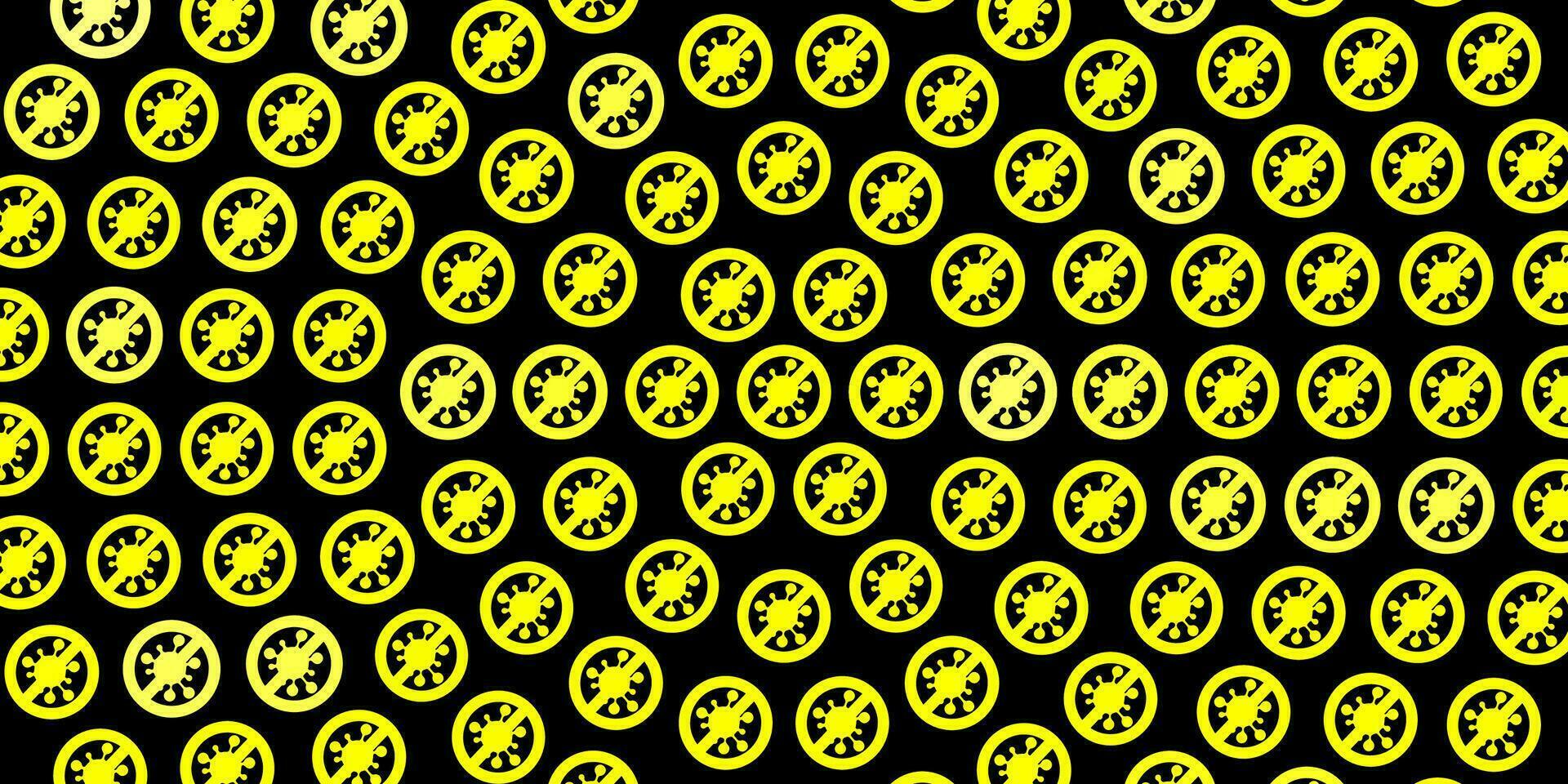 de fundo vector amarelo escuro com covid-19 símbolos.