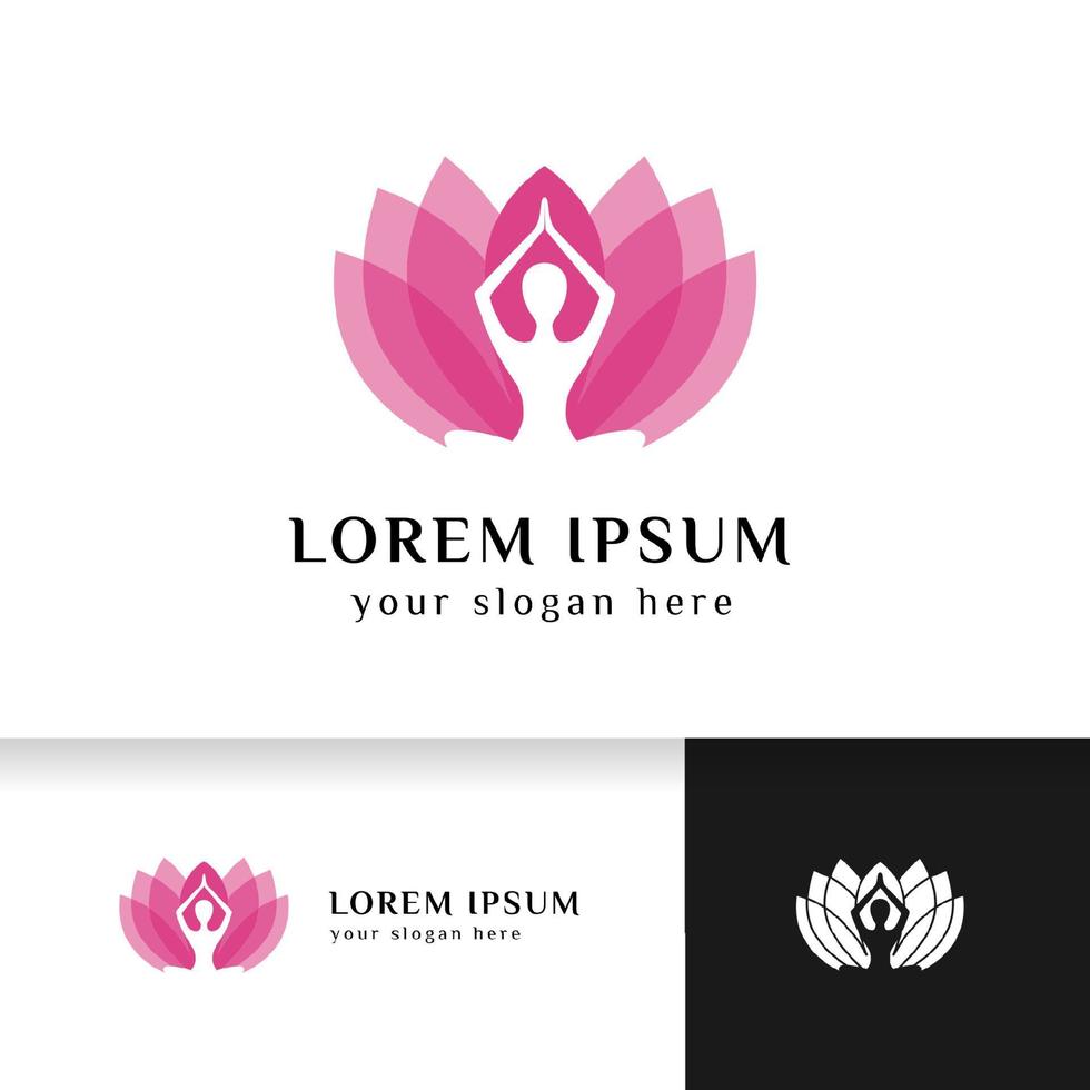 estoque de design de logotipo de ioga. meditação em ilustração de flor de lótus vetor