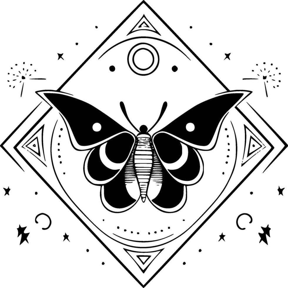 baixa abstrato borboleta triângulo geométrico tatuagem céu crescente astrologia vetor