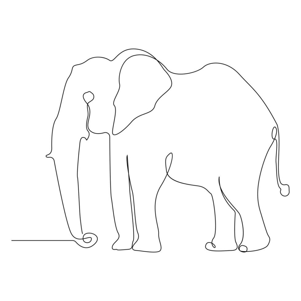 mundo selvagem vida contínuo solteiro linha arte desenhando e elefante 1 linha esboço vetor arte ilustração