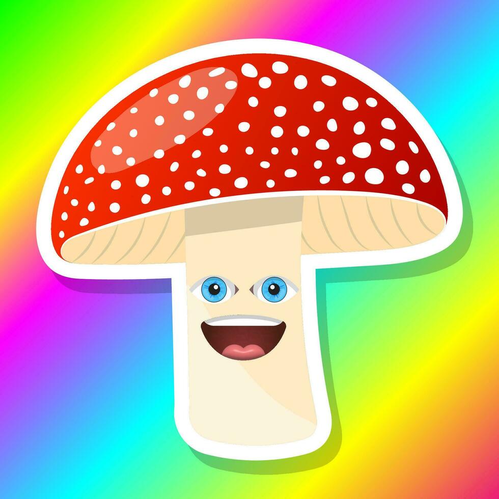 colorida ilustração com cogumelo , brilhante psicodélico cores vetor