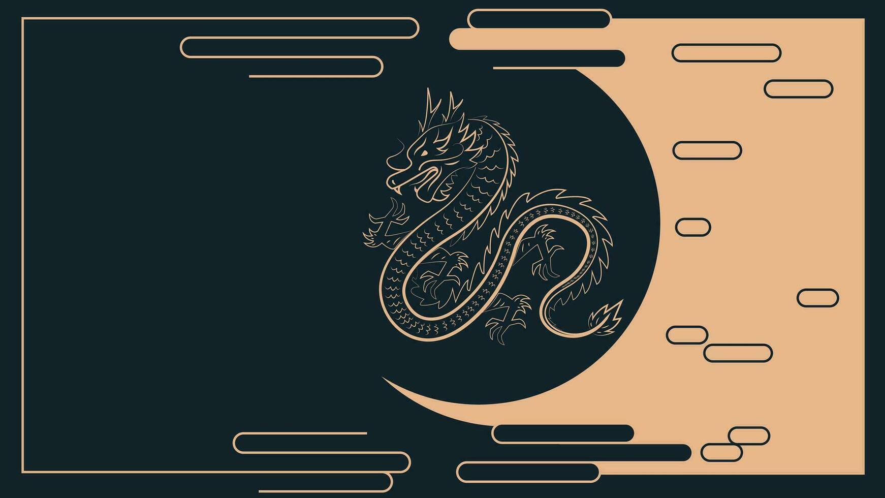 chinês Novo ano fundo vetor . chinês dourado Dragão, círculo padrão, lunar Novo ano feriado decoração vetor. oriental cultura tradição ilustração