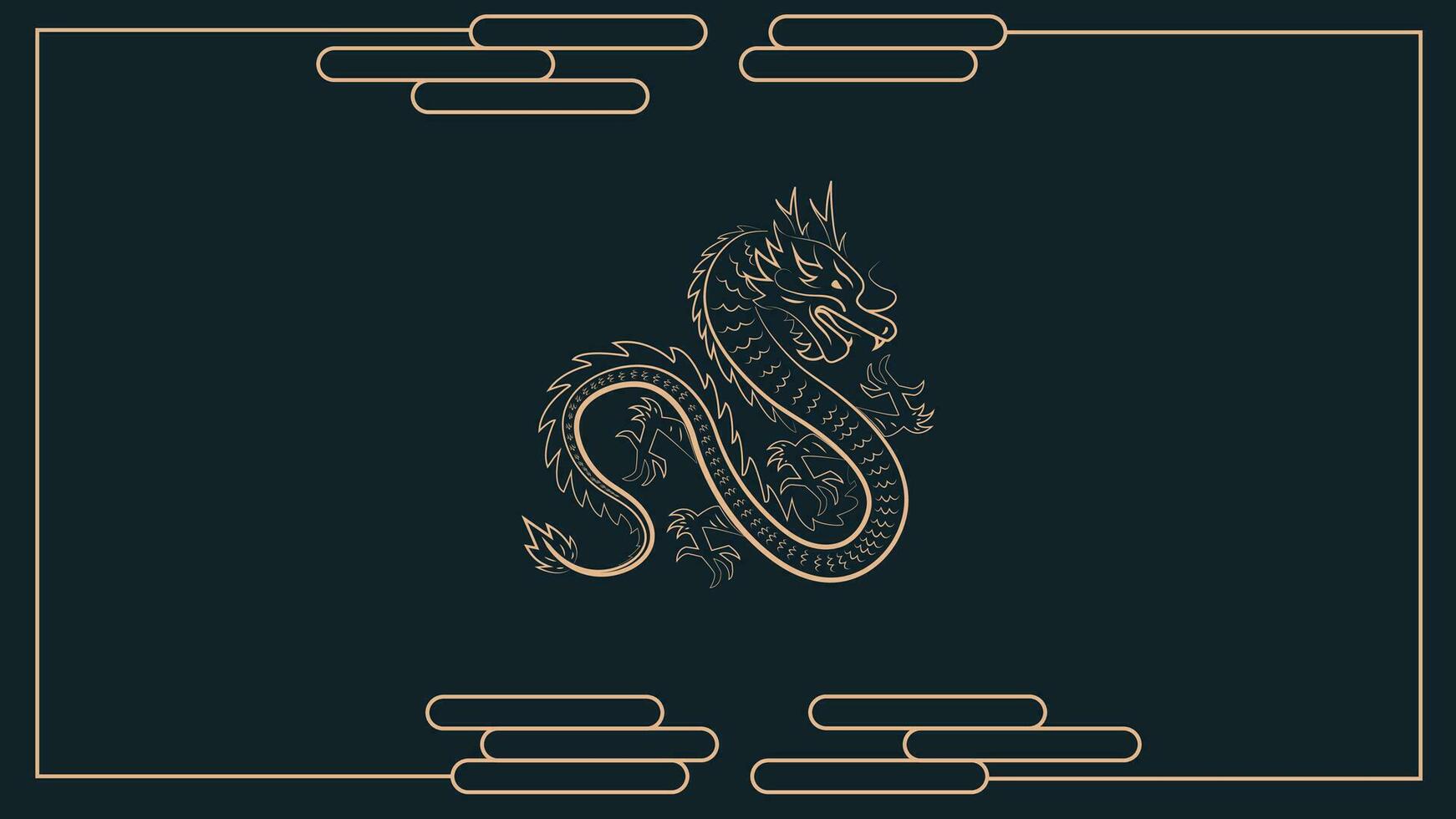 chinês Novo ano fundo vetor . chinês dourado Dragão, círculo padrão, lunar Novo ano feriado decoração vetor. oriental cultura tradição ilustração