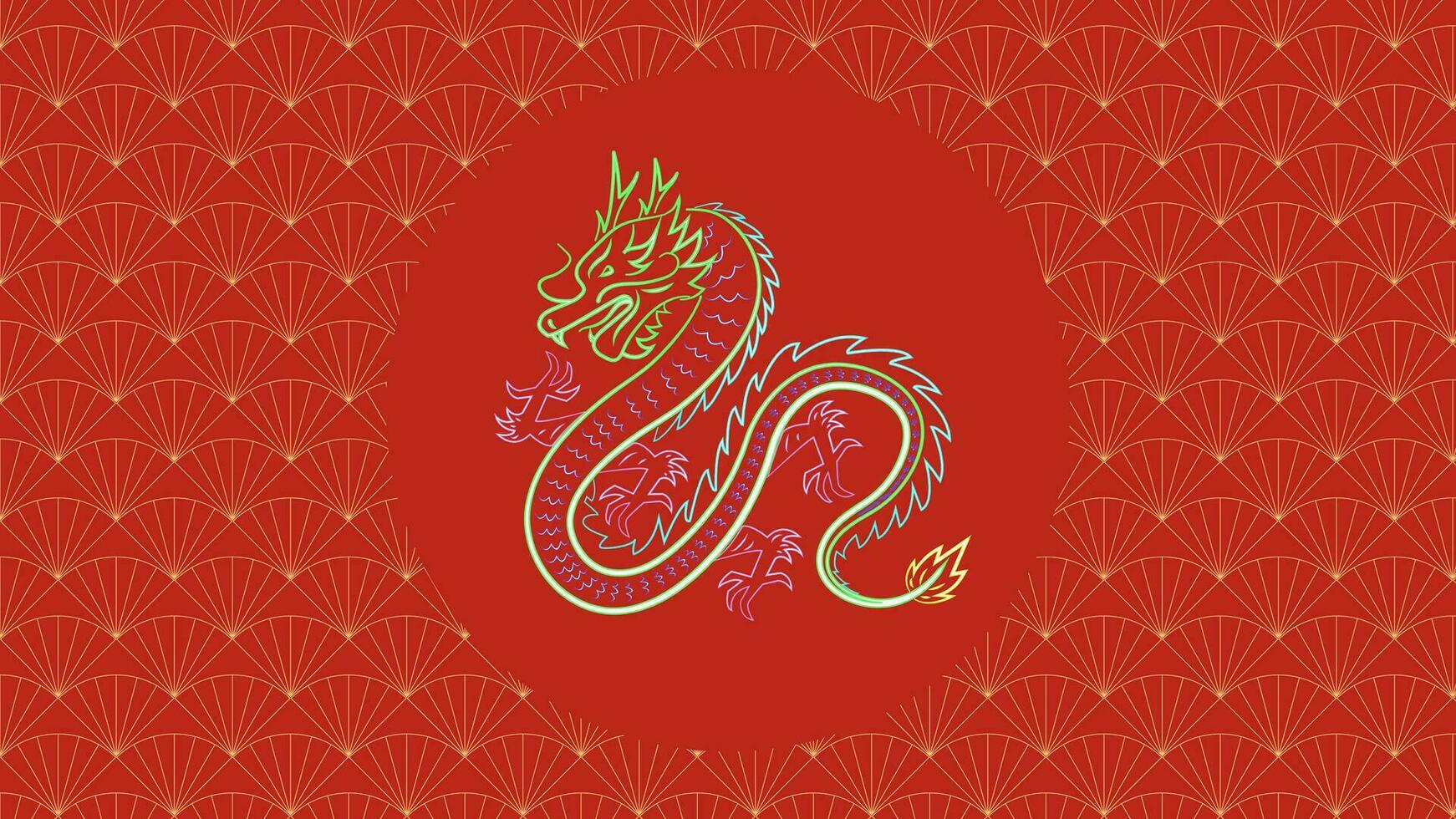 chinês Novo ano fundo vetor . chinês néon Dragão, fã, lunar Novo ano feriado decoração vetor. oriental cultura tradição ilustração.