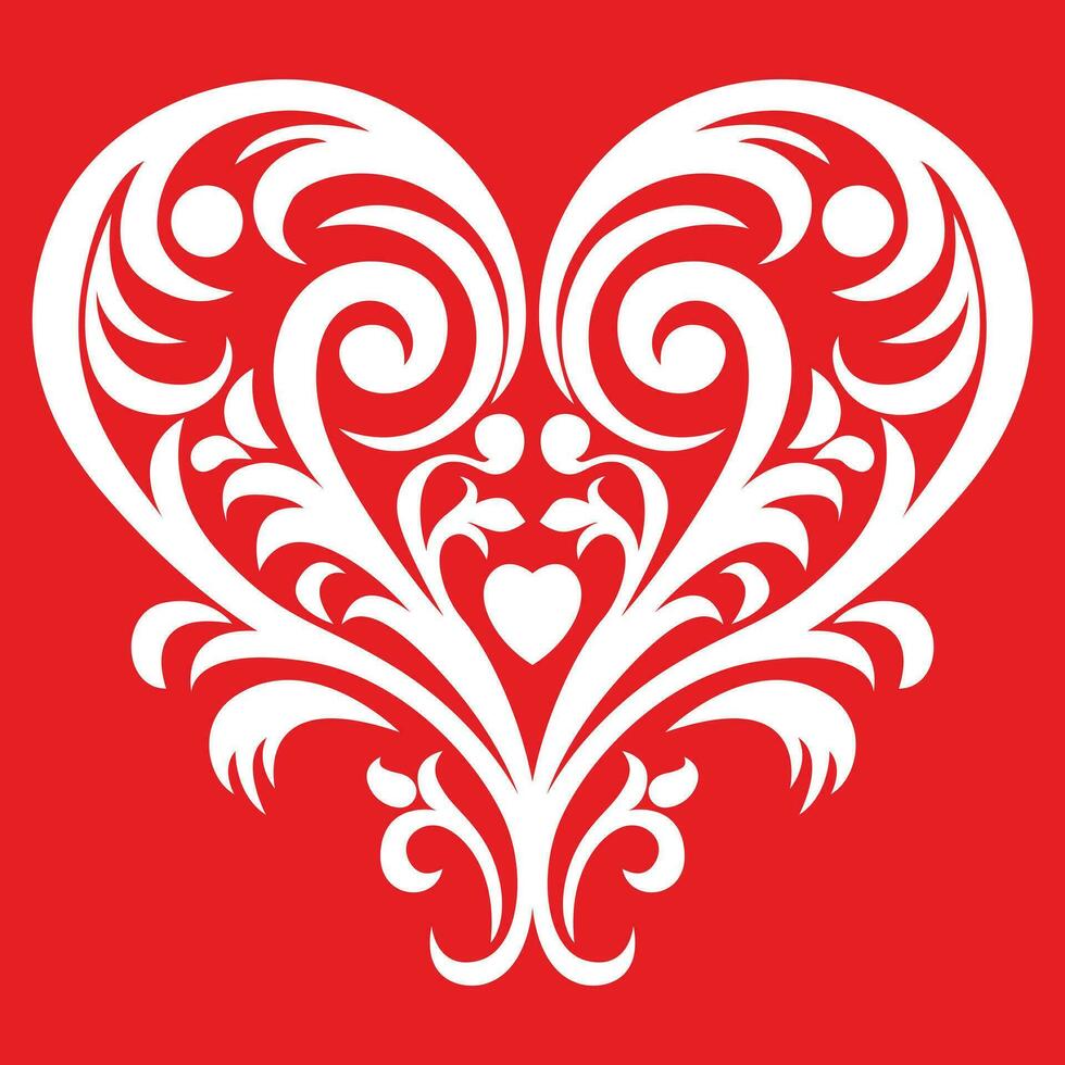 decorativo coração damasco ornamentado estilo vetor