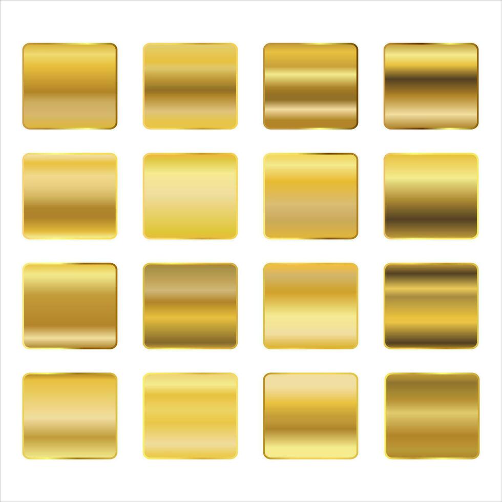 ouro gradiente textura pacote. brilhante dourado metal frustrar gradiente definir, vetor ilustração