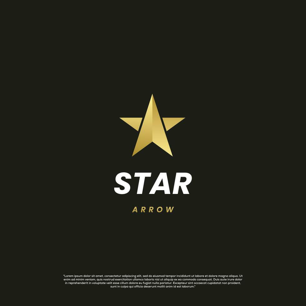 Estrela seta com dourado cor logotipo Projeto moderno conceito vetor