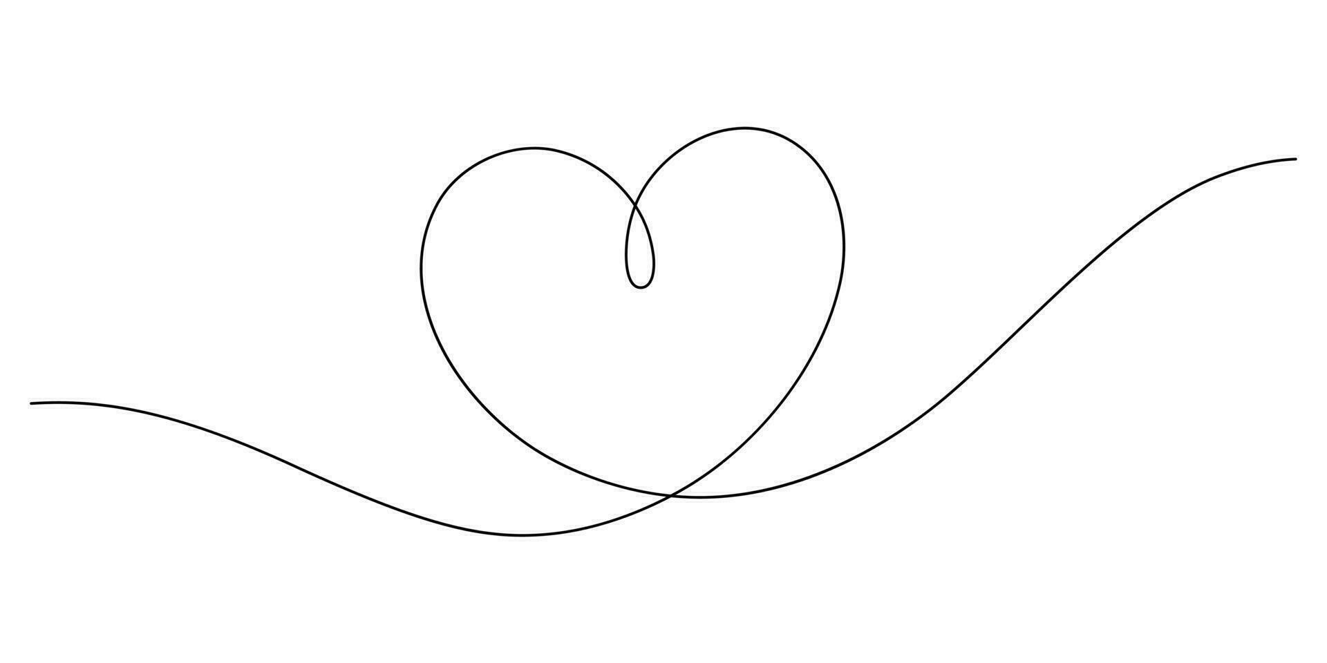 coração forma contínuo fino linha desenhando ilustração minimalismo vetor