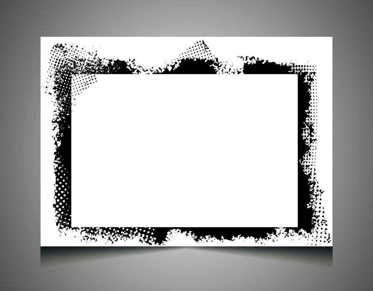 vintage quadro, Armação para foto ou parabéns, uma Preto e branco quadrado quadro, Armação com meio-tom ponto efeito uma grunge textura, vetor