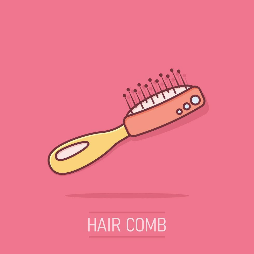 ícone de escova de cabelo em estilo cômico. pente acessório vector cartoon ilustração pictograma. efeito de respingo de conceito de negócio de escova de cabelo.