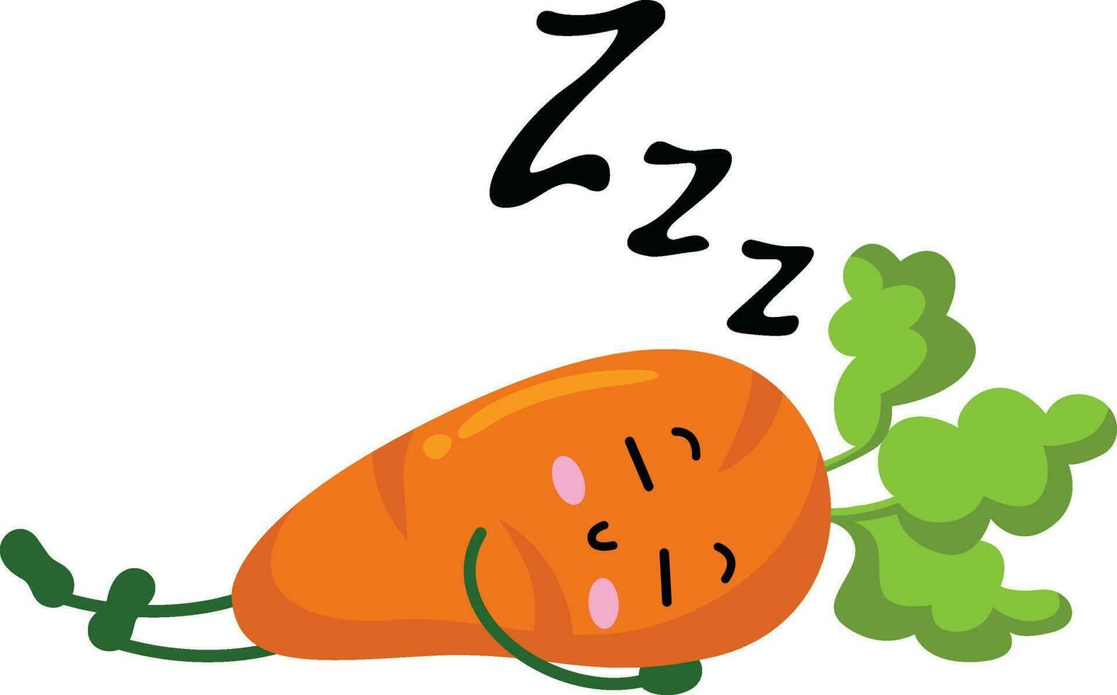 fresco cenoura engraçado mascote dormindo vetor