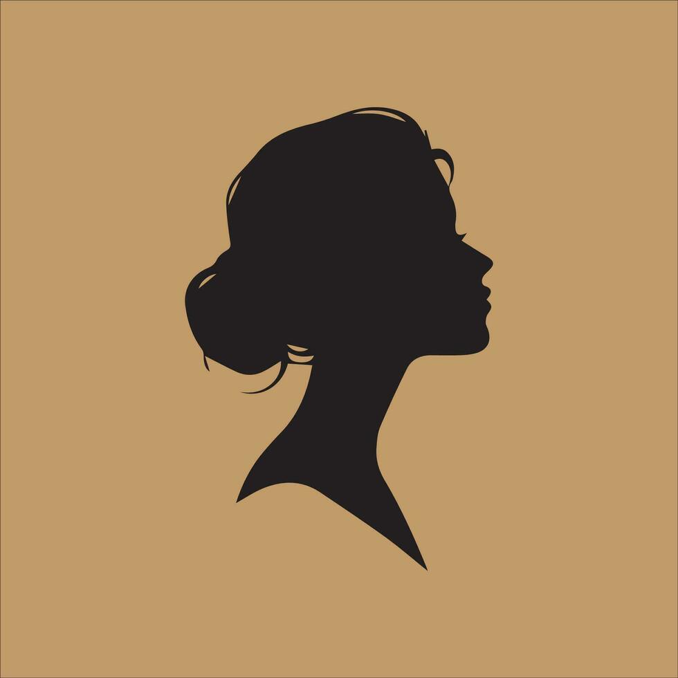 silhueta do uma mulher cabeça em uma Castanho fundo. vetor ilustração