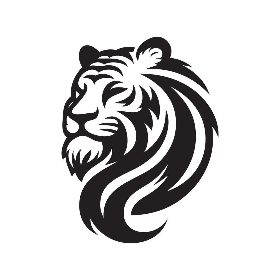 simples tigre logotipo. tigre vetor. desenho animado tigre cabeça, cor e Preto e branco. mascote face frente visualizar, logotipo Projeto elemento. isolado vetor grampo arte ilustração.