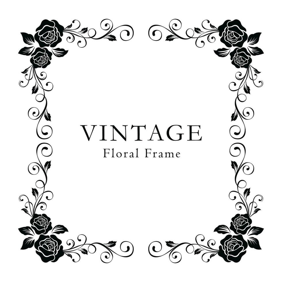 linda vintage floral quadro, Armação com em branco espaço vetor