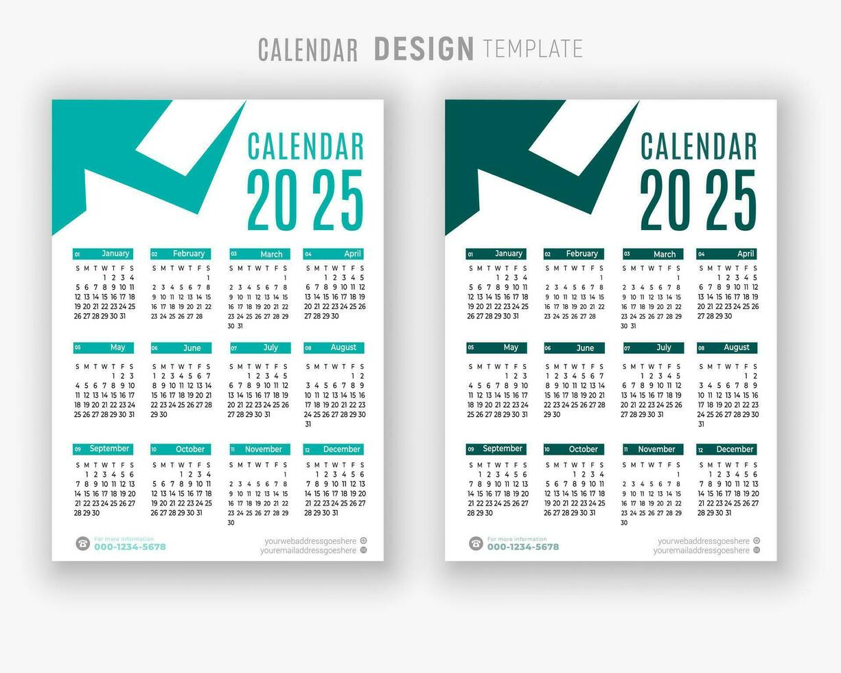 vetor 2025 calendário Projeto modelo para feliz Novo ano planejador