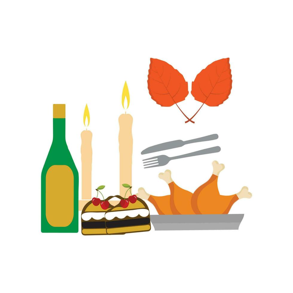Ação de graças ícones. outono elementos com assado peru. abóbora, peregrino chapéu, torta, vegetais, frutas. outono feriado temporada. vetor ilustração