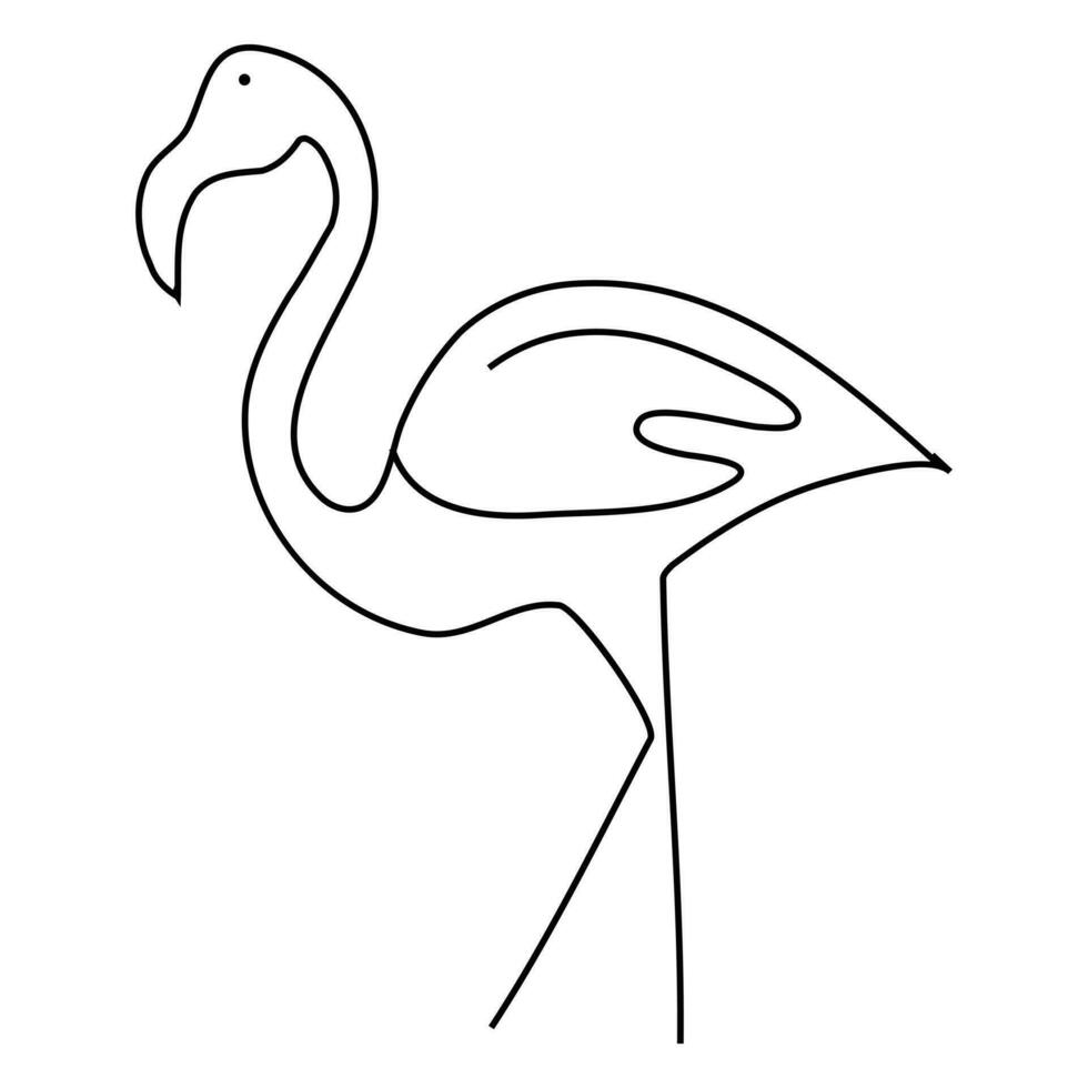 flamingo e garça contínuo 1 linha arte desenhando mão desenhado vetor ilustração do estilo.