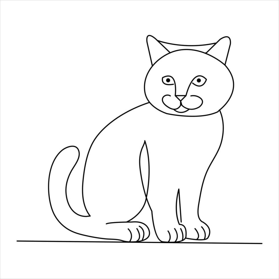 contínuo 1 linha gato animal animal esboço arte vetor ilustração e minimalista desenhando