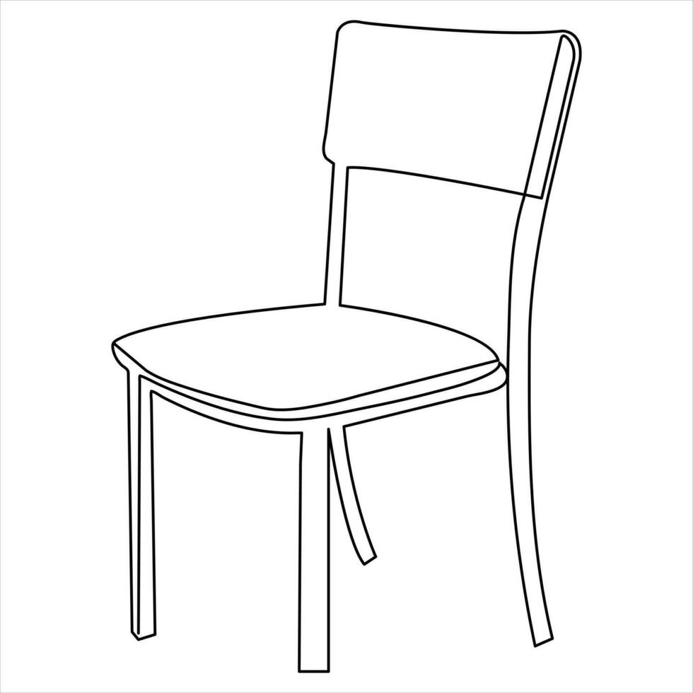 contínuo 1 linha arte desenhando do cadeira esboço vetor arte ilustração e conceito ícone Projeto
