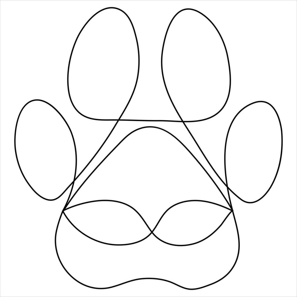 contínuo 1 linha arte desenhando animal cachorro e gato pata pé impressão esboço vetor arte ilustração