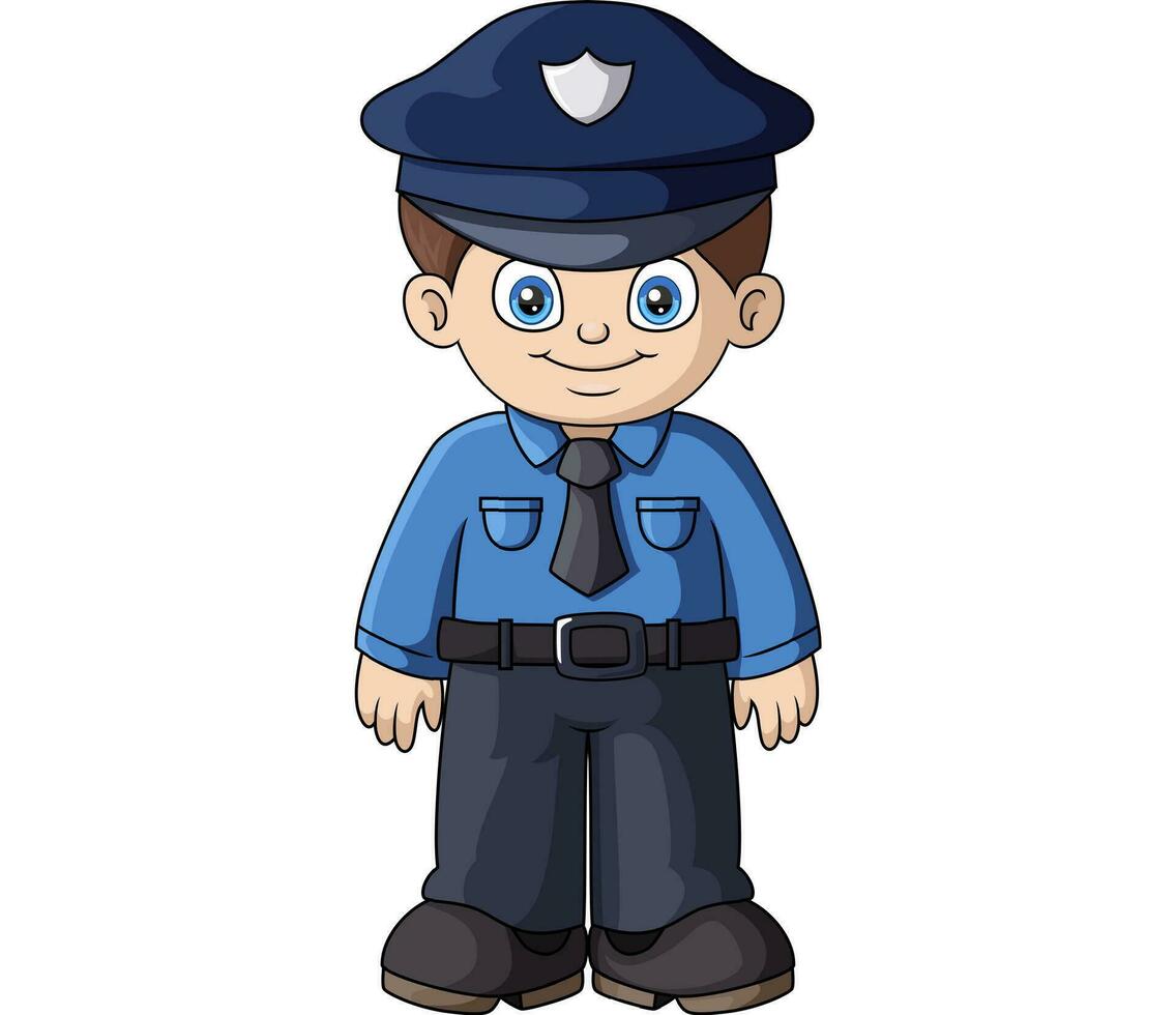 fofa policial desenho animado em branco fundo vetor