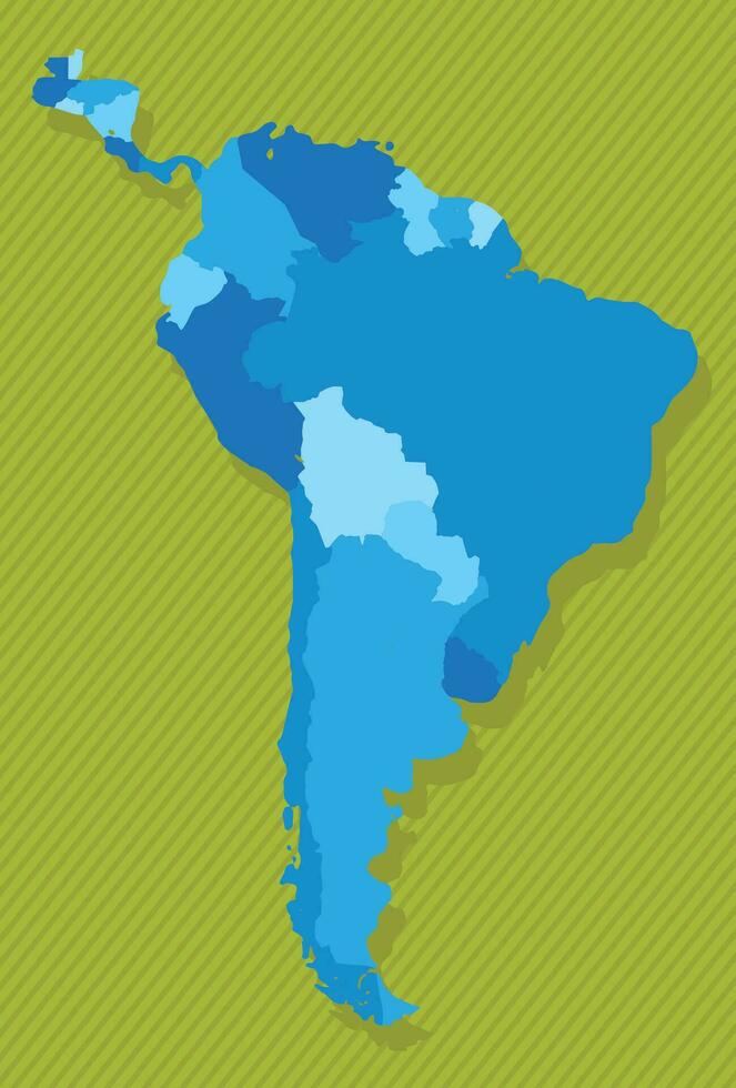 sul América mapa com regiões azul político mapa verde fundo vetor ilustração