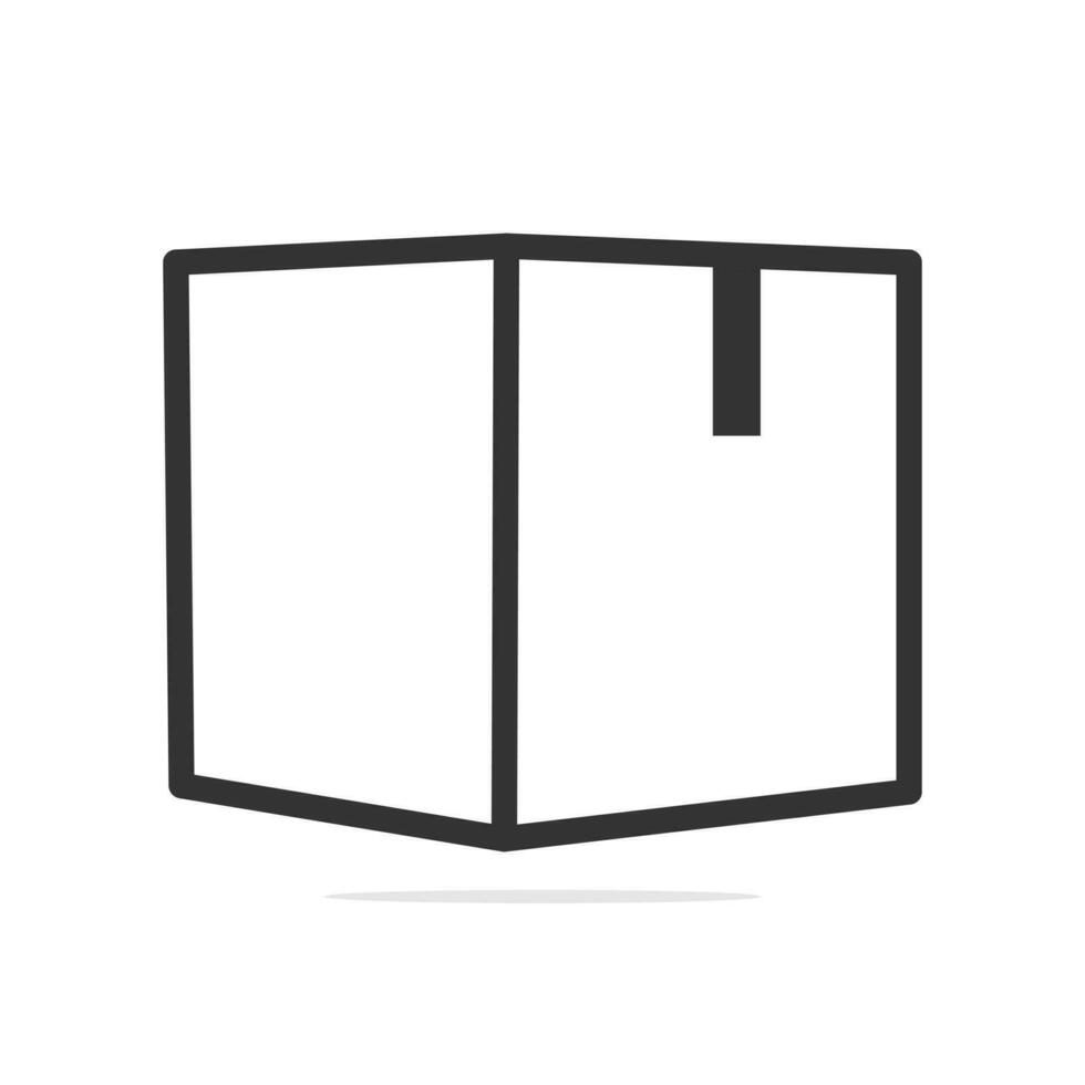 ilustração em vetor vista lateral de caixas de papelão. conceito de ícone de objeto de negócios e carga. design de vetor de caixas fechadas de carga de entrega com sombra. design de ícone de caixa de papelão fechada vazia.