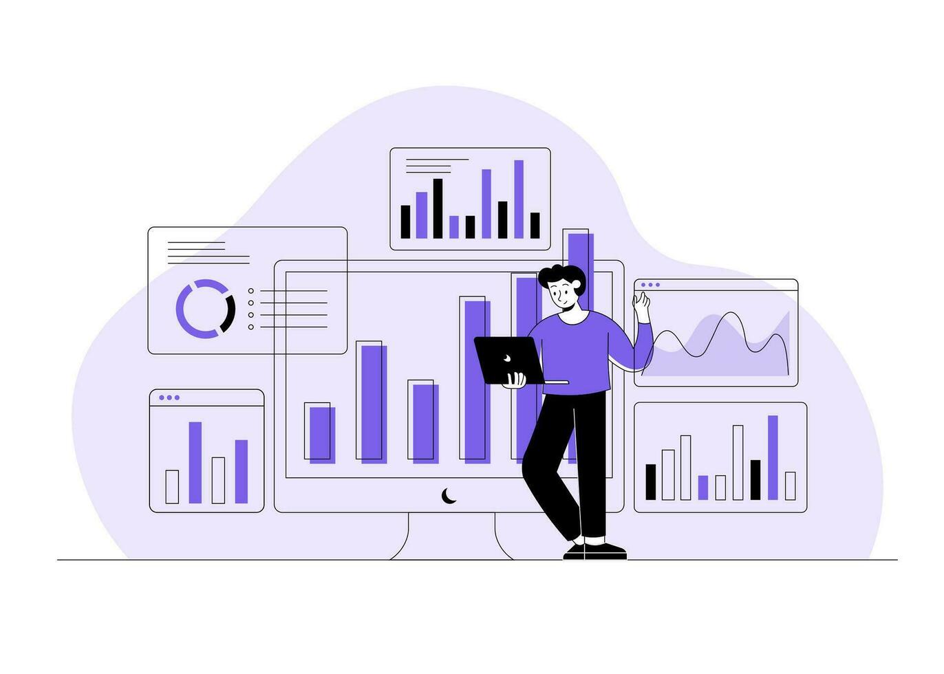 analisando o negócio dados, o negócio dados análise, analytics e pesquisar, financeiro relatórios e investimentos, seo analytics otimização, companhia financeiro avaliação, vetor