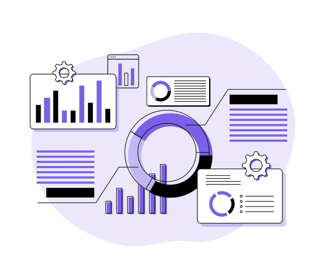 dados análise, financeiro auditar pesquisar, planejamento, Estatisticas, infográfico, conteúdo entendimento, social meios de comunicação conteúdo monitoramento ferramenta, procurar resultado otimização, seo marketing análise, mercado analytics vetor