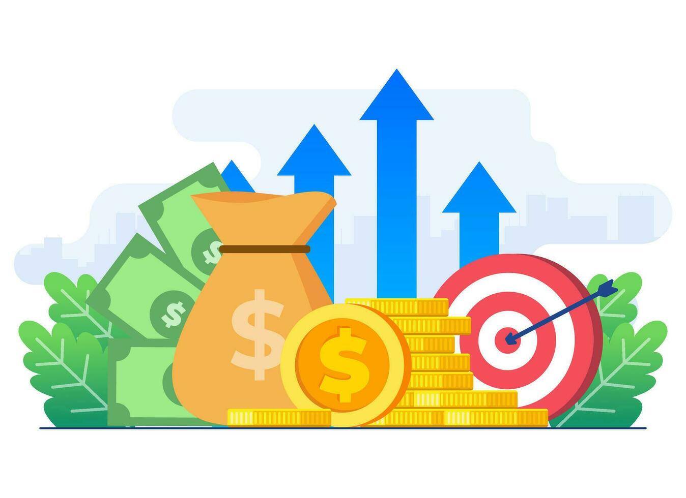 financeiro e investimento crescimento conceito plano ilustração vetor modelo, passiva renda, Salve  dinheiro, lucro crescimento, o negócio plano estratégia, crescimento o negócio finança, financeiro planejamento