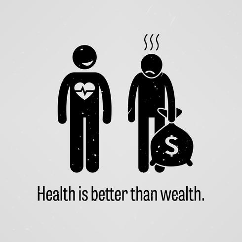 Saúde é melhor que riqueza. vetor