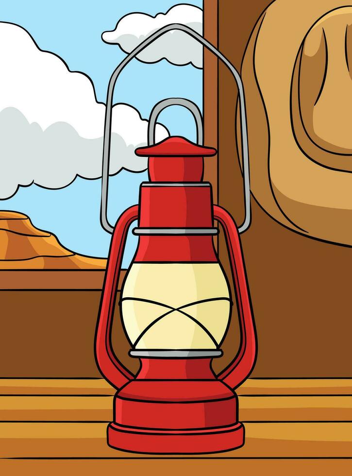 vaqueiro lanterna colori desenho animado ilustração vetor