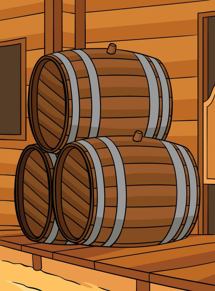vaqueiro barris estoque colori desenho animado ilustração vetor