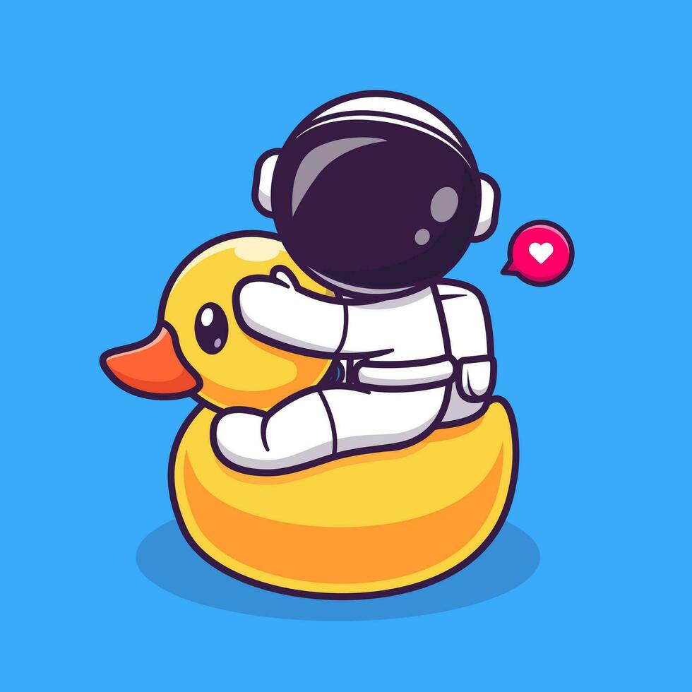 fofa astronauta equitação Pato balão desenho animado vetor ícone ilustração Ciência feriado ícone conceito isolado Prêmio vetor. plano desenho animado estilo