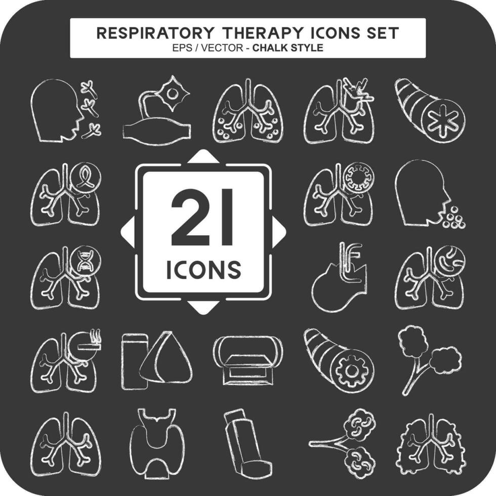 ícone conjunto respiratório terapia. relacionado para saudável símbolo. giz estilo. simples Projeto editável. simples ilustração vetor