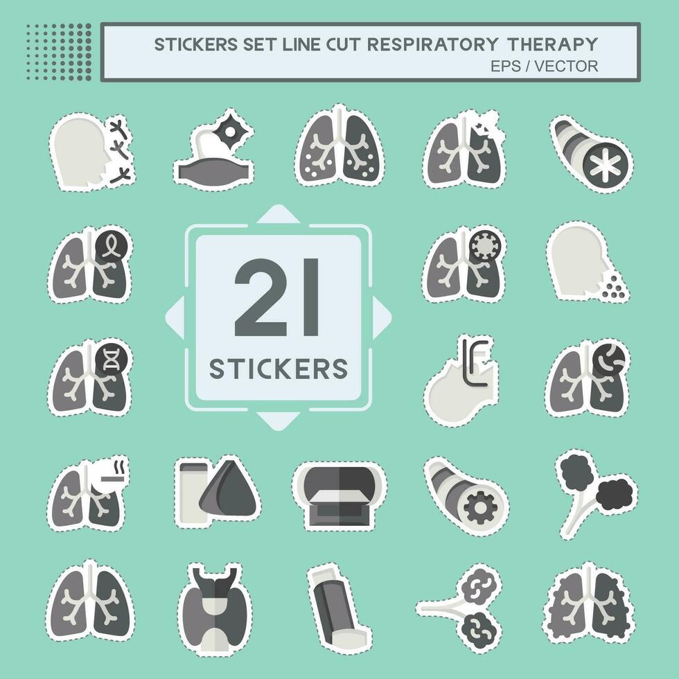 adesivo linha cortar conjunto respiratório terapia. relacionado para saudável símbolo. simples Projeto editável. simples ilustração vetor