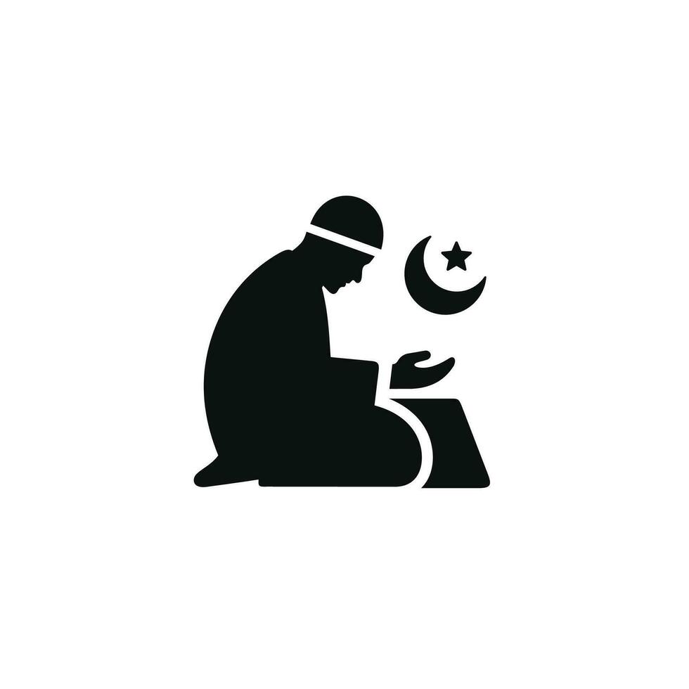 muçulmano Rezar ícone isolado em branco fundo vetor