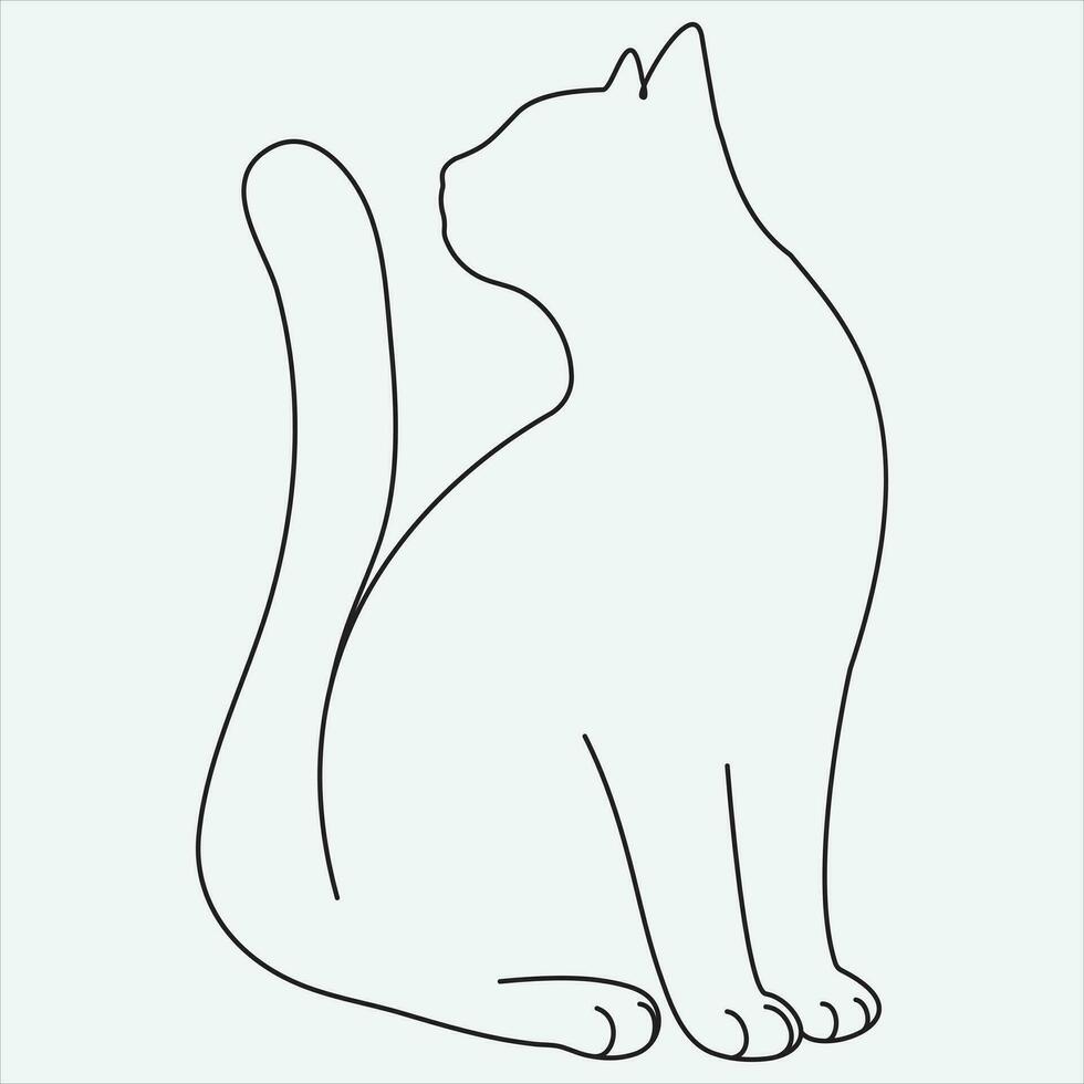 contínuo linha mão desenhando vetor ilustração gato arte