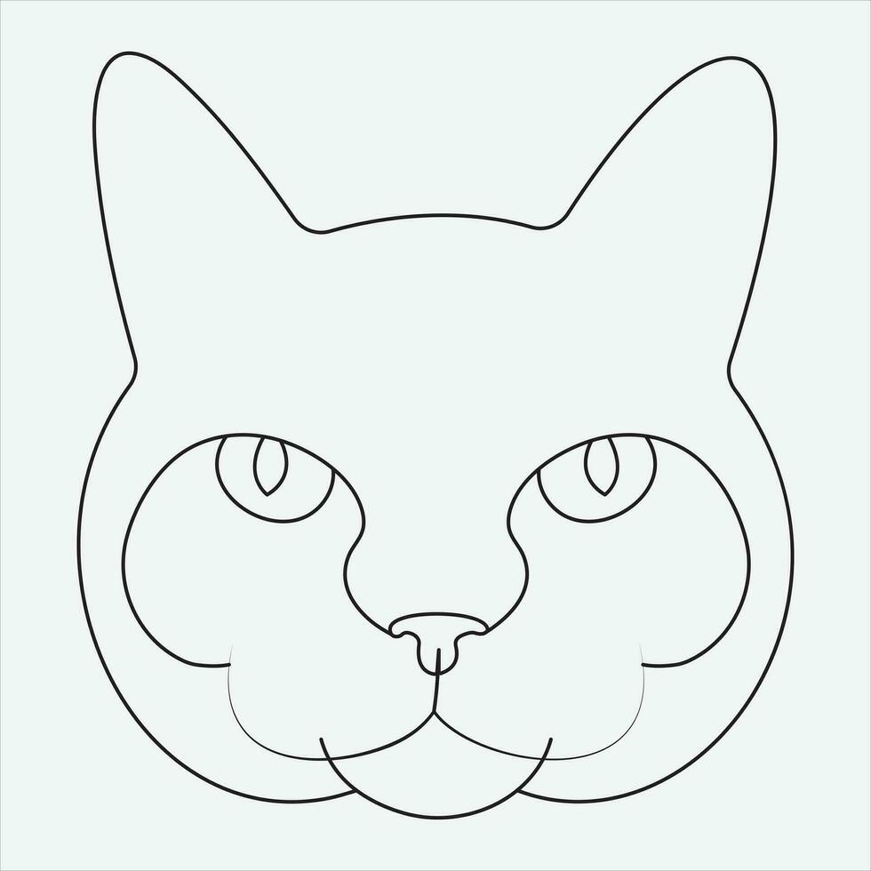 1 linha mão desenhado gato esboço vetor ilustração