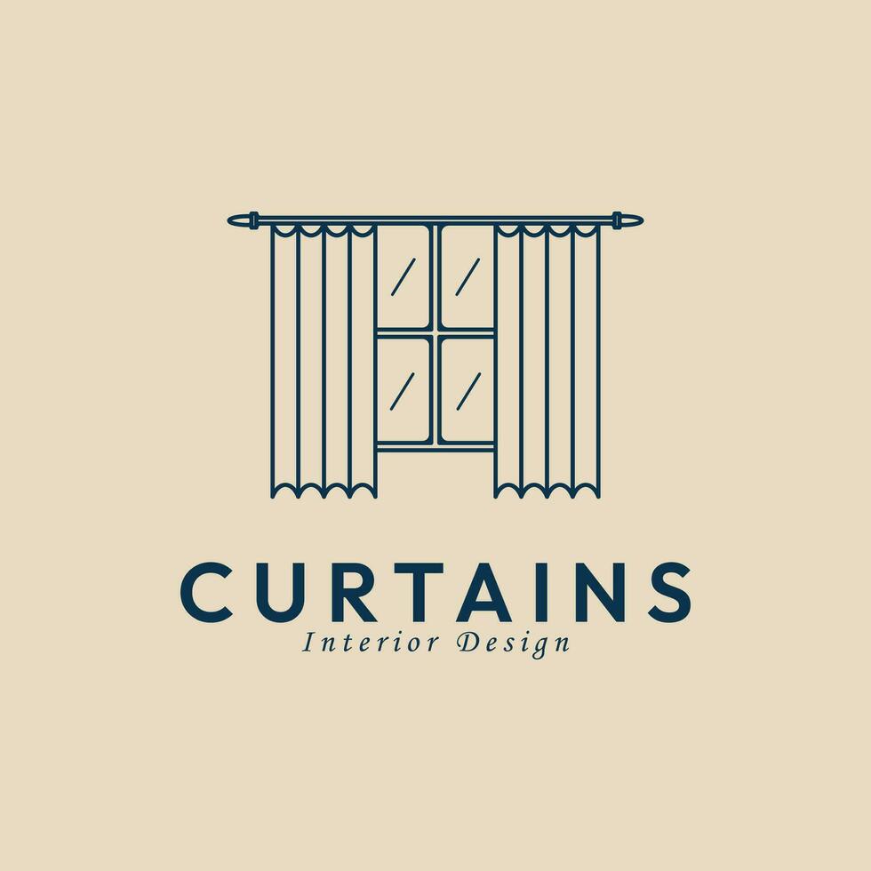 cortina linha arte ícone logotipo minimalista vetor ilustração modelo Projeto