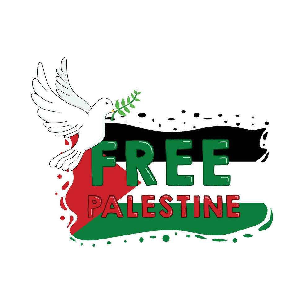 pomba com bandeira livre Palestina ilustração vetor