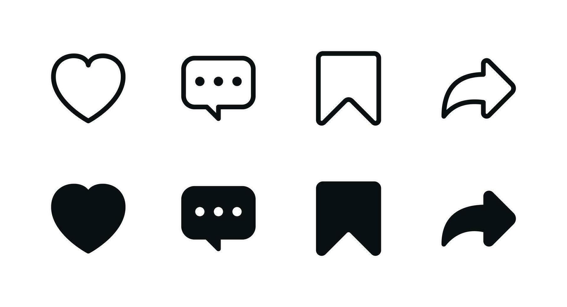 social meios de comunicação interação ícones conjunto - como, Comente, compartilhar, Salve  símbolos vetor gráficos