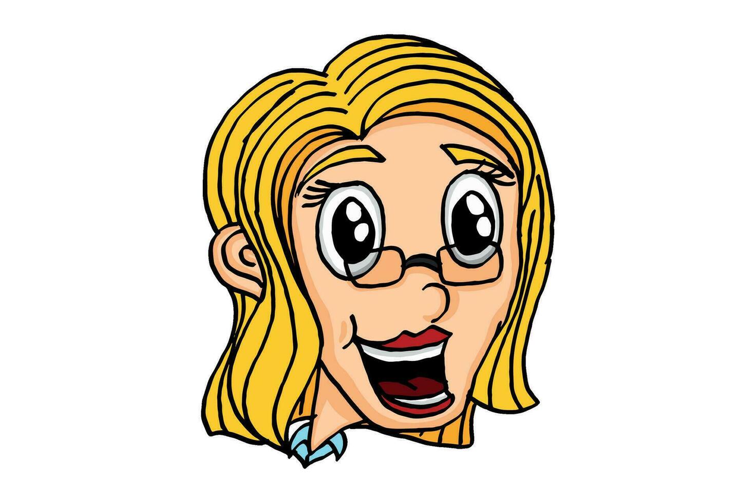 sorridente Loiras fêmea usar óculos caricatura desenho animado personagens vetor