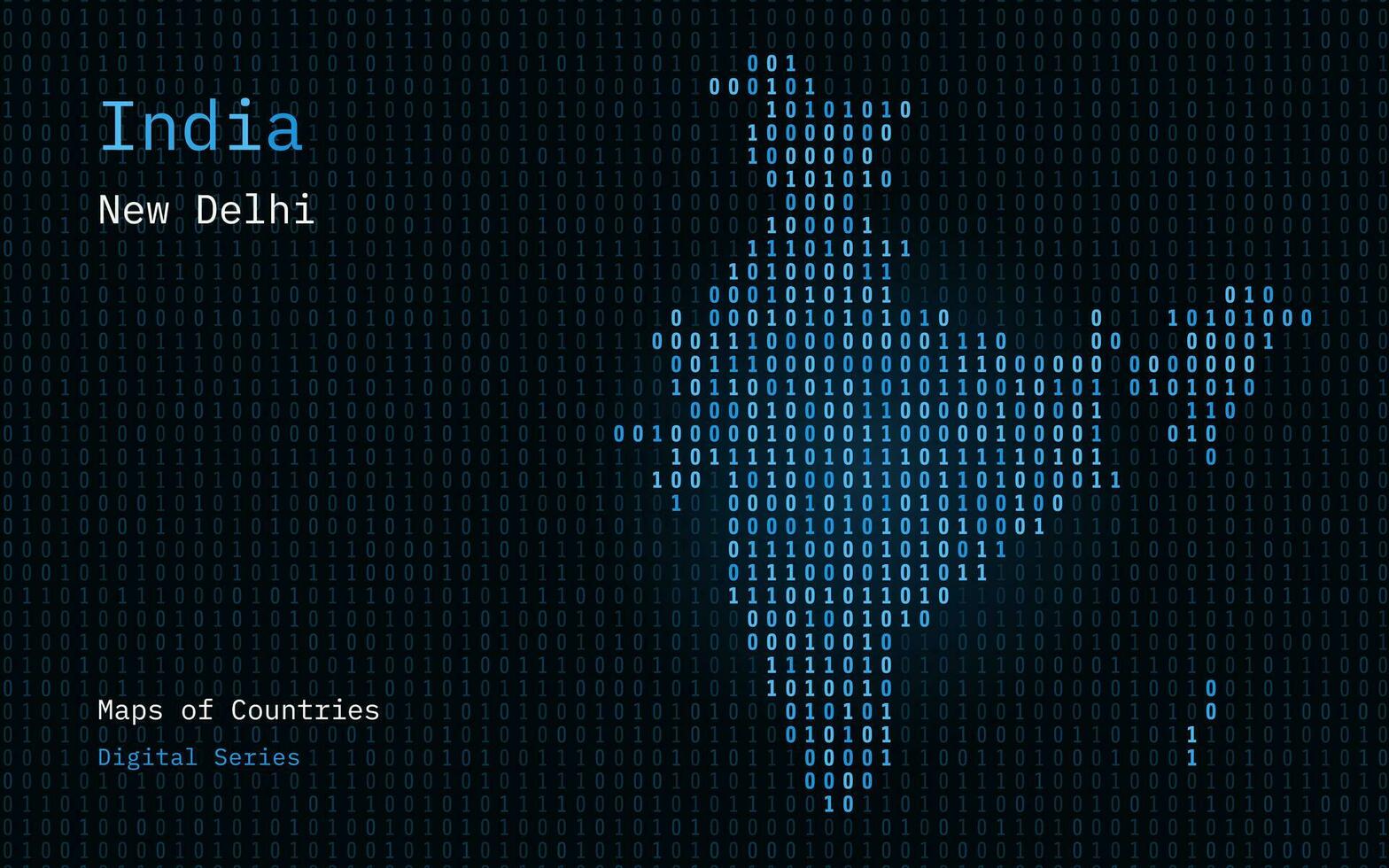 Índia mapa mostrando dentro binário código padronizar. tsmc. verde matriz números, zero, um. mundo países vetor mapas. digital Series