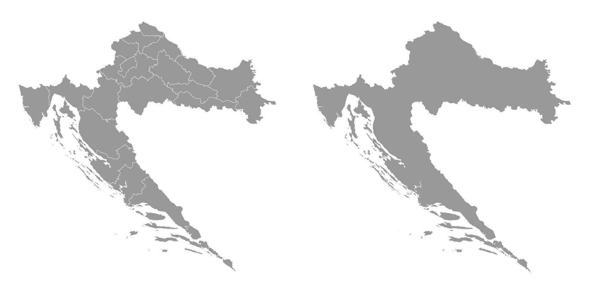 Croácia cinzento mapa com condados. vetor ilustração.