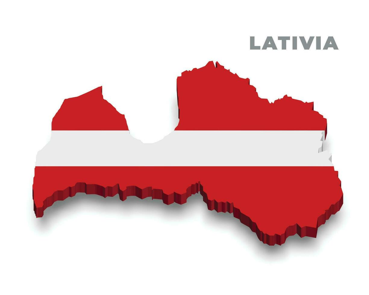 Letônia 3d bandeira mapa vetor