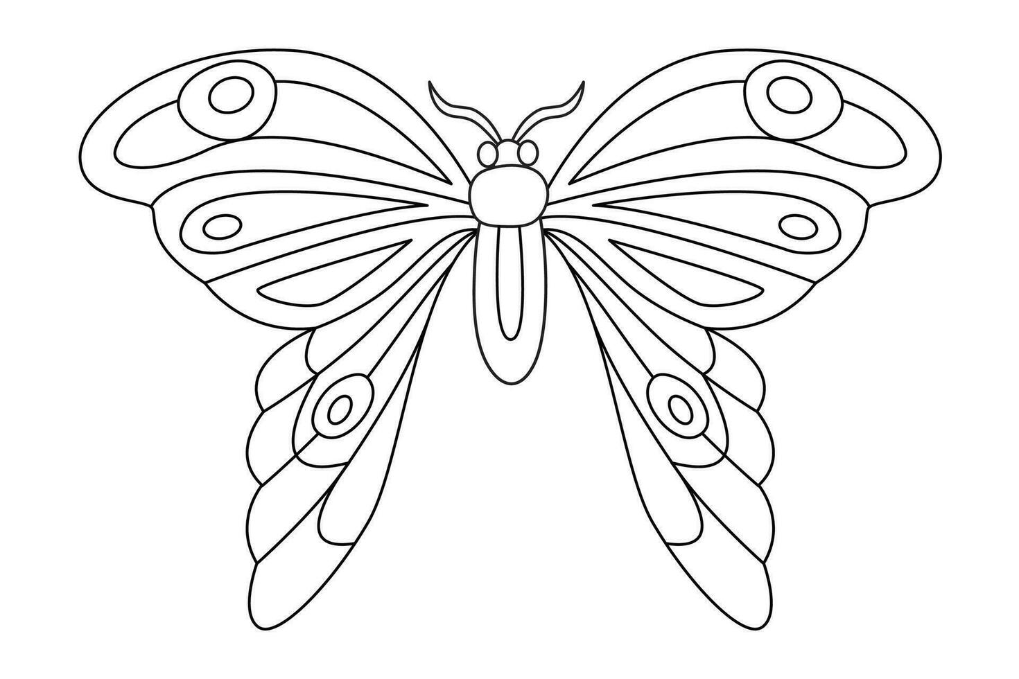 borboleta Preto branco isolado esboço ilustração. coloração página para crianças e adultos. vetor